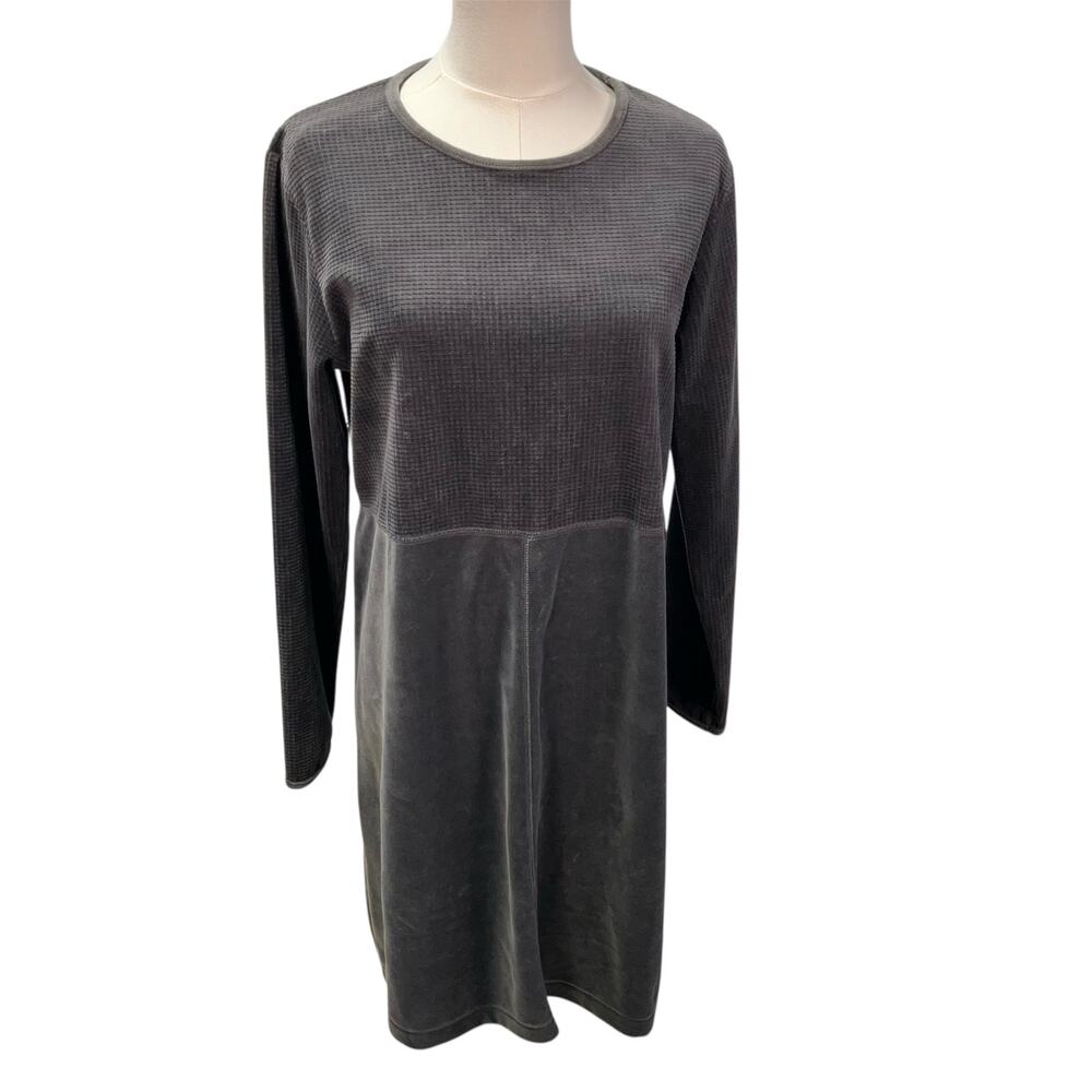 Vintage 90's J. Jill Grey Velour Long Sleeve‎ Dress Womens small Classic Neutral